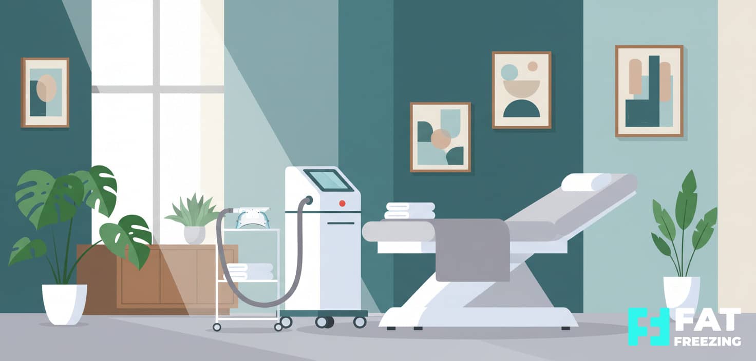 Modern clinic room prepared for a fat freezing treatment