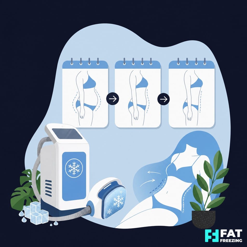 Illustrative infographic showing the step by step science of fat freezing