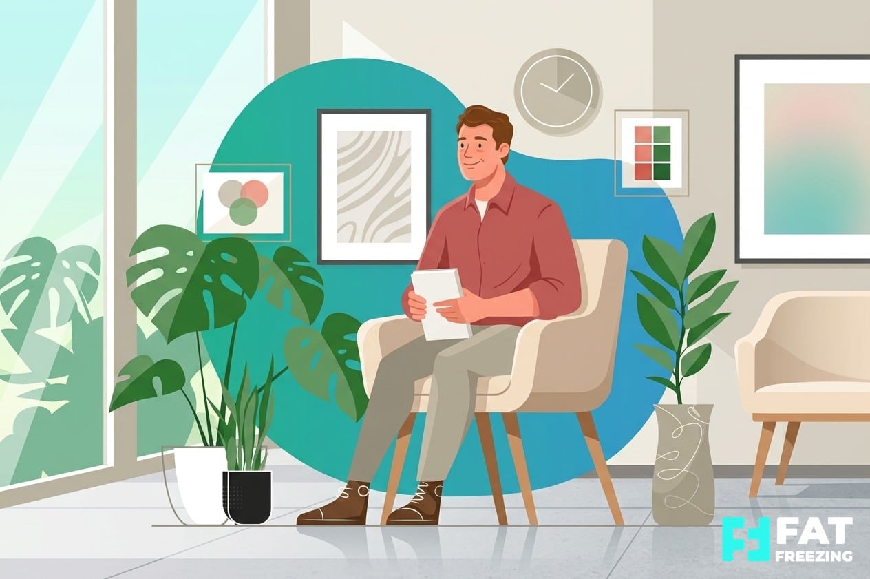 Person in a modern wellness clinic reflecting on weight loss challenges